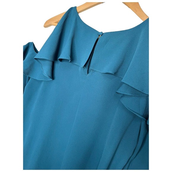 Umgee Cold Shoulder Ruffle Neck Short Sleeve Jade M - Picture 8 of 12